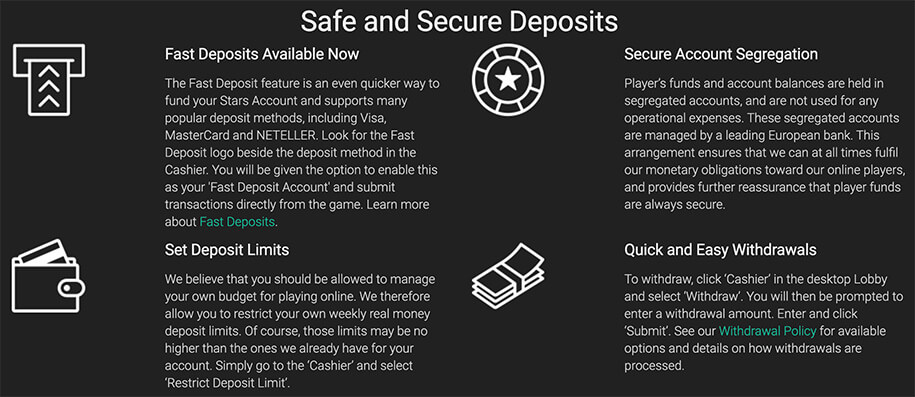 pokerstarts safe deposits